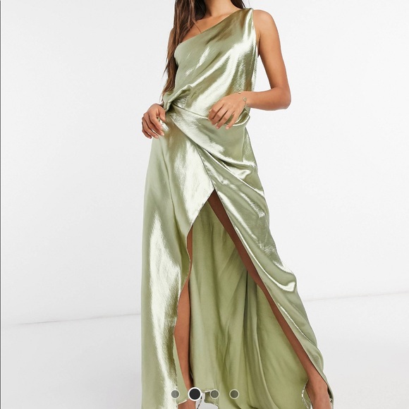 NWT ASOS DESIGN one shoulder satin maxi dress - Picture 2 of 7
